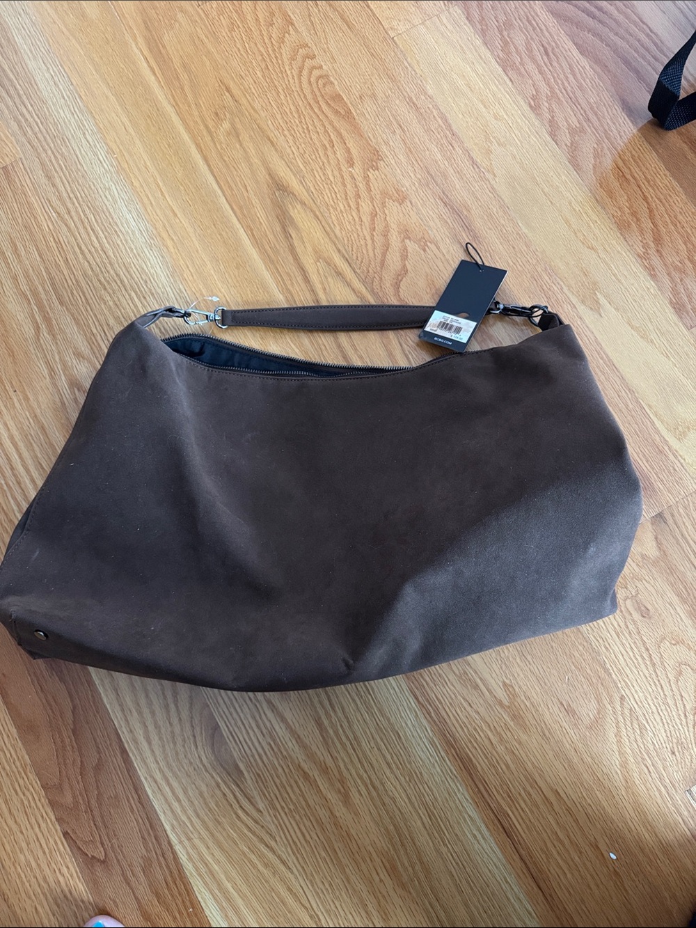 BCBG Chocolate Brown Suede Shoulder Hobo Bag